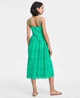 Juniors' Eyelet Square-Neck Strappy Midi Dress, Created for Macy's