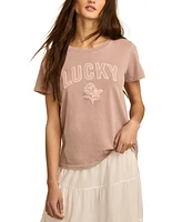 Lucky Brand Women's Cotton Tonal Applique Classic Crew T-Shirt