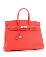Pre-Owned HERMES Birkin 35 Handbag Pink Togo with Palladium Hardware