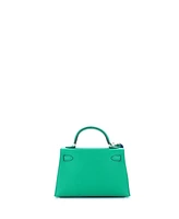Pre-Owned HERMES 20 Kelly Mini Ii Amazone Handbag Green Epsom with Palladium Hardware