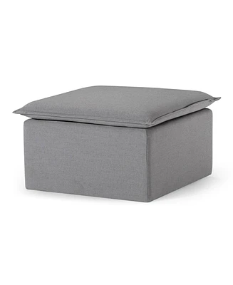 Maven Lane Claude Rustic Ottoman in Slate Fabric Upholstery