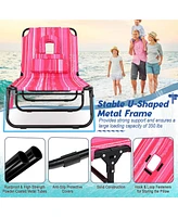 Beach Chaise Lounge Chair with Face Hole Pillows & 5-Position Adjustable Backrest