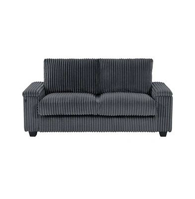 71" Loveseat Small Sofa Plush Corduroy Fabric Square Storage Armrest Usb port