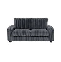71" Loveseat Small Sofa Plush Corduroy Fabric Square Storage Armrest Usb port