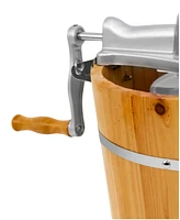 Elite Cuisine 4 Quart Old Fashioned Pine Bucket Electric/Manual Ice Cream Maker