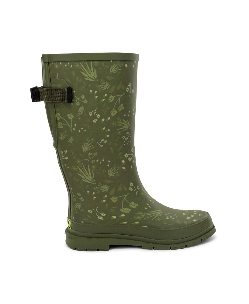 Flowered Medley Wide Calf Tall Rain Boot