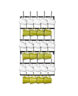 Sorbus 6-Tier Wall Mounted Metal Mug Holder Rack - Display Organizer for Coffee Mugs, Tea Cups, Mason Jars, and More - Holds 27 Mugs