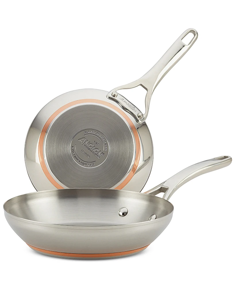Anolon Nouvelle Copper Stainless Steel 8" & 9.5" French Skillets