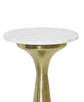 StyleCraft Home Collection 10" Iron Round Transitional Marble Top Drink Table