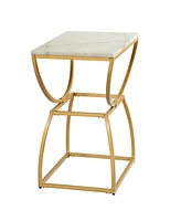 StyleCraft Home Collection 16" Marble Norman Wyatt Home Loren Elliptical Side Table