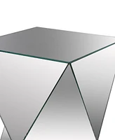 StyleCraft Home Collection 12.4" Glass Contemporary Harlequin Mirrored Pedestal Table