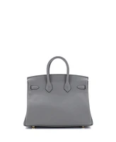 Pre-Owned HERMES Birkin 25 Handbag Grey Swift with Gold Hardware