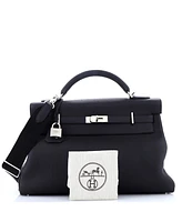 Pre-Owned HERMES 42 Kelly Maxi Handbag Black Togo with Palladium Hardware