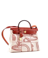 Pre-Owned HERMES 31 Herbag Zip Relief Brides de Gala Toile and Leather