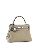 Pre-Owned HERMES Kelly Handbag Clemence with Palladium Hardware