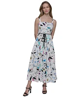 Karl Lagerfeld Paris Women's Printed Square-Neck Midi Dress