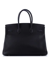 Pre-Owned Hermes Birkin 35 Handbag Black Clemence with Palladium Hardware