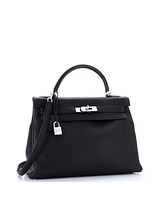 Pre-Owned Hermes Kelly 32 Handbag Black Togo with Palladium Hardware