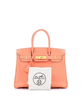 Pre-Owned Hermes Birkin 30 Handbag Pink Clemence with Gold Hardware