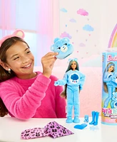 Barbie Cutie Reveal Care Bears Series Doll & Accessories in Grumpy Bear Plush Costume, 10 Surprises