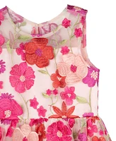 Rare Editions Toddler and Little Girls 3D Floral Embroidered Social Dress