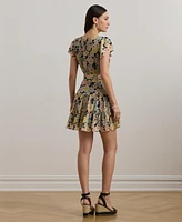 Lauren Ralph Women's Floral Belted Georgette Tiered Dress