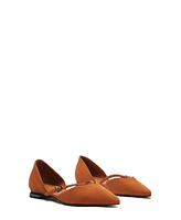 Schutz Women's Rue Buckle Pointed Toe Flats