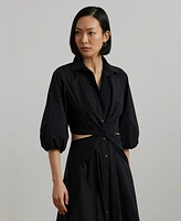 Lauren Ralph Women's Cotton-Blend Bubble-Sleeve Shirtdress
