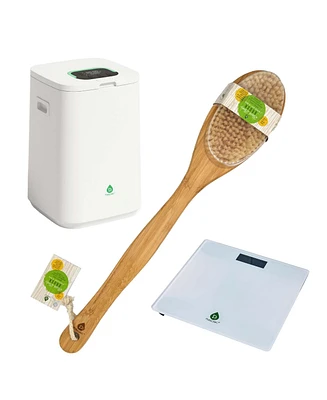 Pursonic Bathroom Essential Set: Luxury Towel Warmer Bucket, Digital Scale, and Bath Body Brush