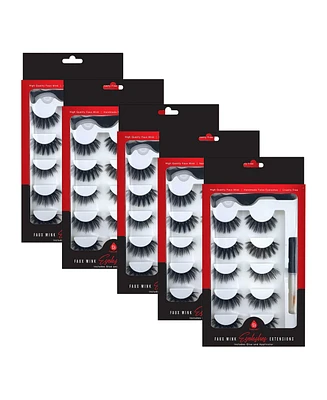 Pursonic 5-Pack Faux Mink Style False Eyelashes Bundle – 25 Pairs with Glue & Applicator