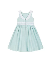 Hope & Henry Heirloom Girls' Organic Round Collar Sateen Party Dress with Embroidered Sash