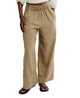 Free People Women's Days End Linen-Blend Pull-On Pants