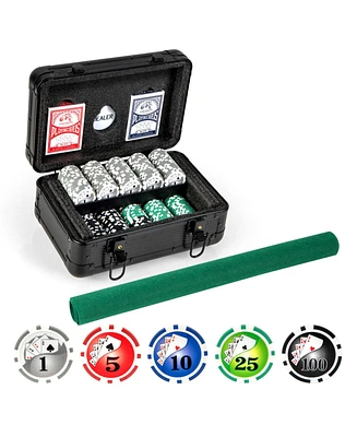 Texas Hold'em Poker Chip Set with 300 Pieces Chips Complete Set for Home or Casino-Style Games