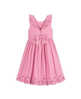 Hope & Henry Big Girls Organic Ruffle Collar Party Dress with Eyelet Embroidery