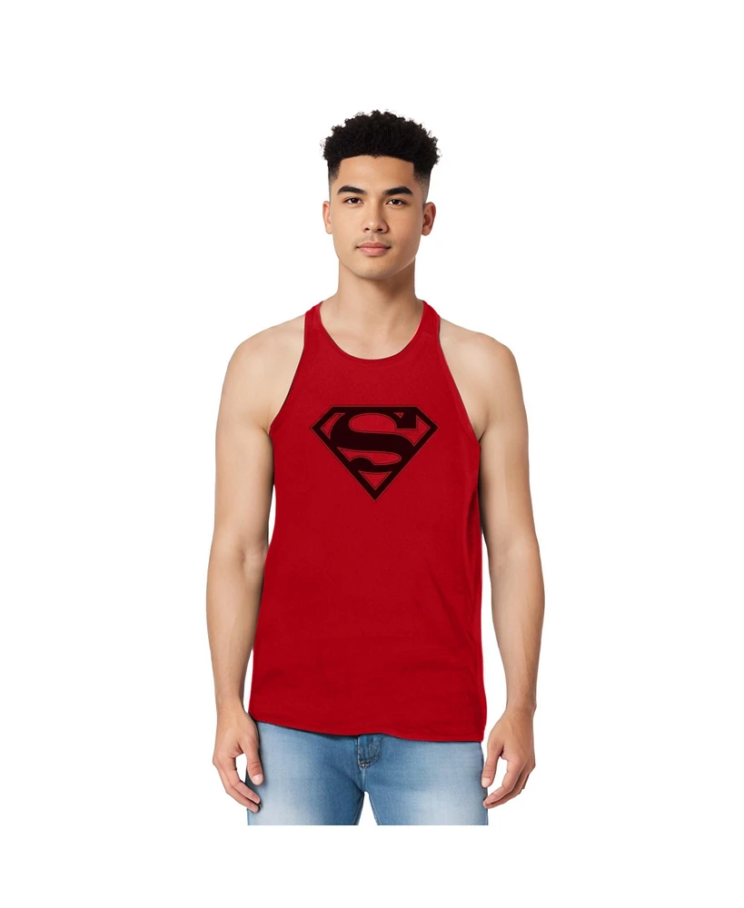 Superman Mens Red & Black Shield Adult Tank Top