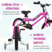 Led Lighted Kids Bike with Training Wheels and Headlight Ideal for Safe Riding for Ages 4-7 Years