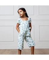 Hope & Henry Toddler Girls Linen Puff Sleeve Smocked Waist Jumpsuit
