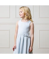 Hope & Henry Big Girls Heirloom Organic Sleeveless Pleated Sweater Dress with Bow