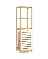 4-Tier Tilt-Out Laundry Hamper with Storage Shelves Space-Saving Organizer for Laundry Room