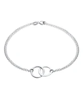 Bling Jewelry Bff Double Chain Love Eternity Ring Anklet Ankle Bracelet Sterling Silver 9-10 Inch