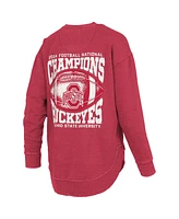 Pressbox Women's Scarlet Ohio State Buckeyes College Football Playoff 2024 National Champions Square Melange Sweatshirt