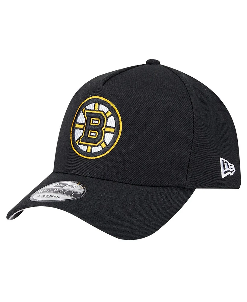 New Era Men's Black Boston Bruins Core A-Frame 9FORTY Adjustable Hat