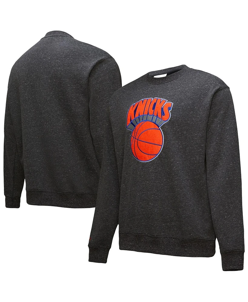 Mitchell & Ness Men's Black New York Knicks Hardwood Classics Blackout Collection Snow Washed Pullover Sweatshirt