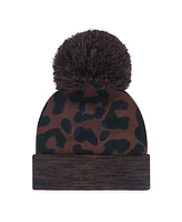 '47 Brand Women's Brown Texas Rangers Rosette Cuffed Knit Hat with Pom