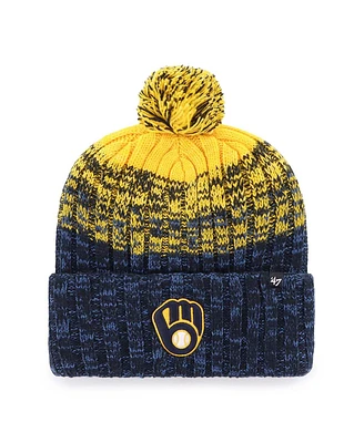 '47 Brand Men's Navy Milwaukee Brewers Cascade Cuffed Knit Hat with Pom