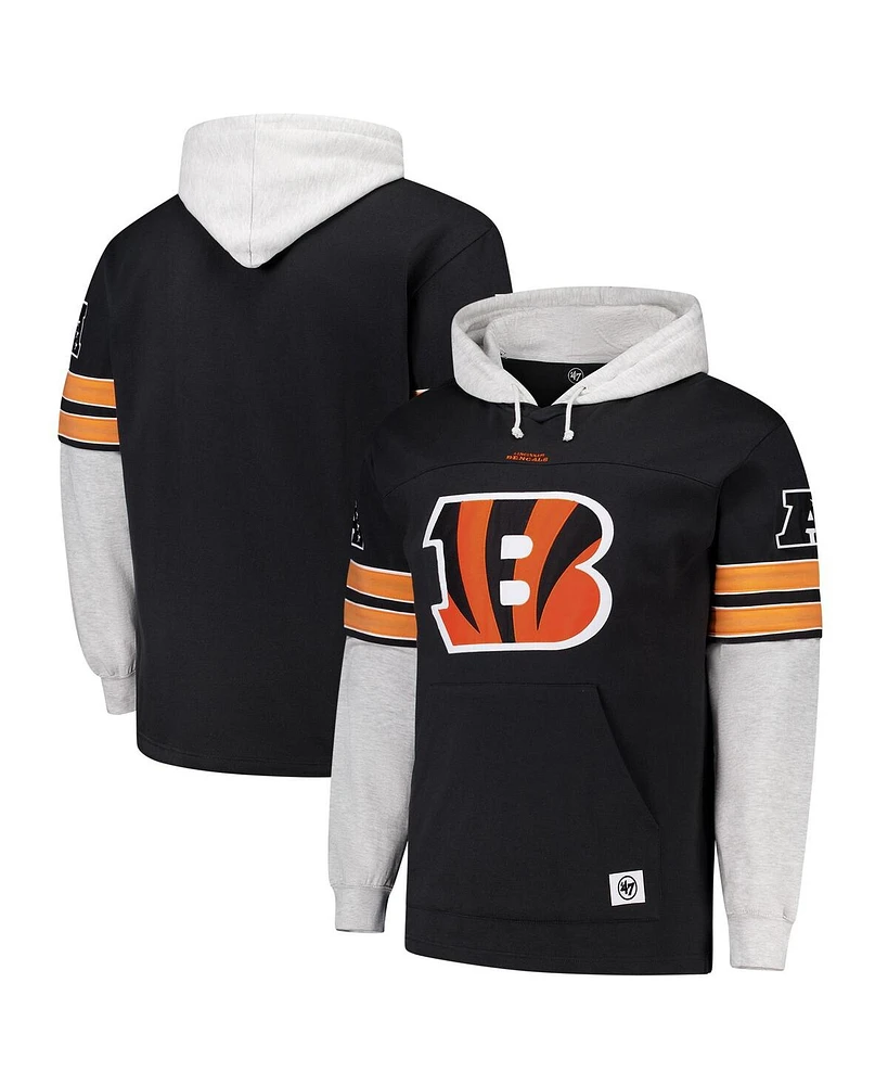 '47 Brand Men's Black Cincinnati Bengals Big Tall Lacer Pullover Hoodie