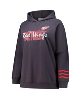 Fanatics Women's Charcoal Detroit Red Wings Plus Lightweight Fleece Raglan Pullover Hoodie