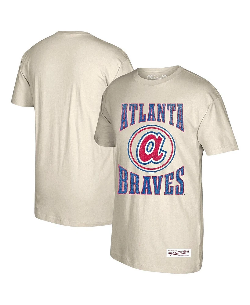 Mitchell & Ness Men's Cream Atlanta Braves Arched Logo Slub T-Shirt