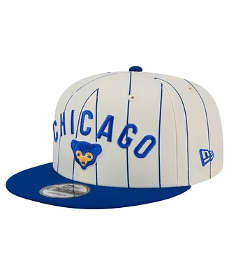 New Era Men's White Chicago Cubs Jersey Pinstripe 9FIFTY Snapback Hat