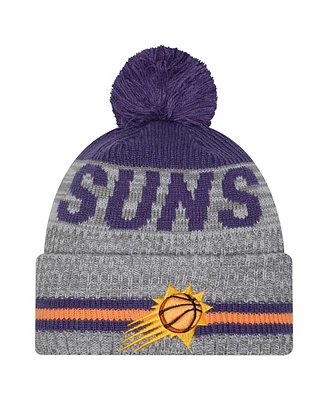 New Era Men's Gray/Purple Phoenix Suns Sport Night Runner Cuffed Knit Hat with Pom